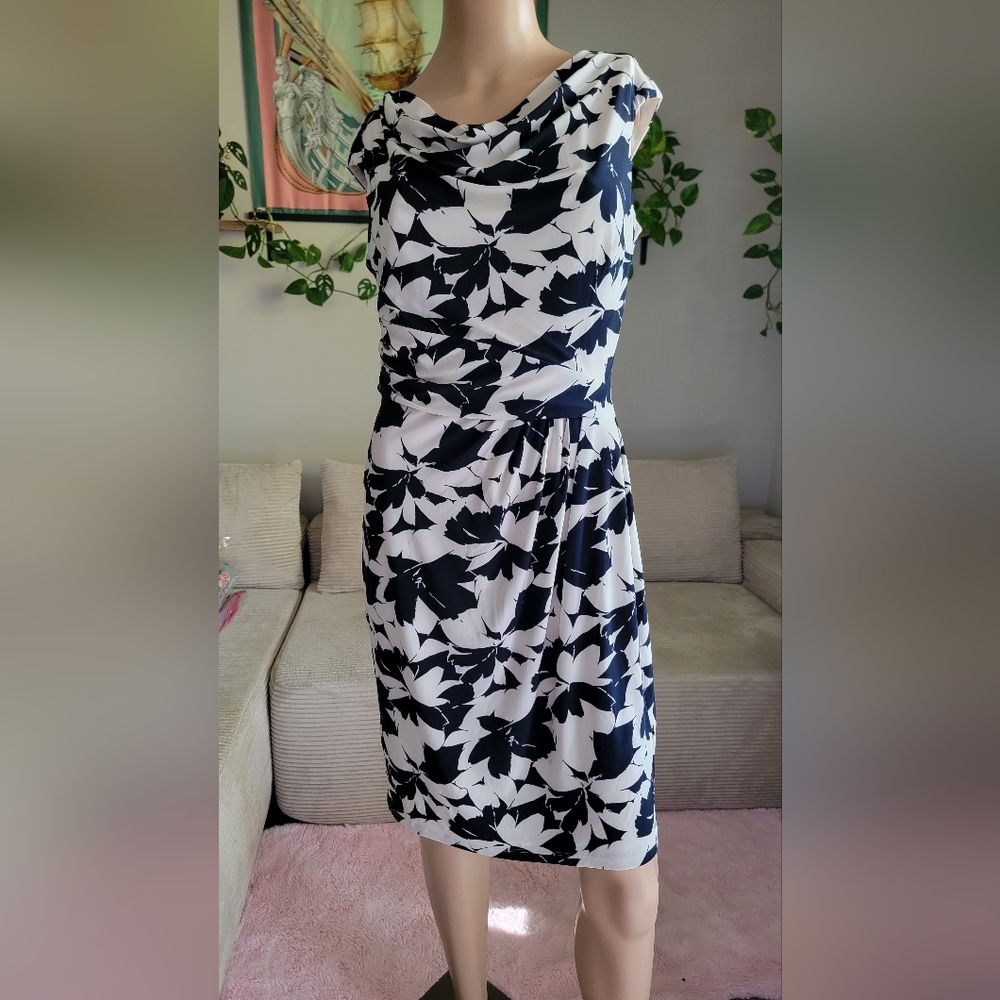 Elegant Black and White Floral Dress
